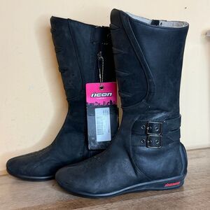 NWT icon Sacred Womens black Motorcycle Riding Boots size 6.5